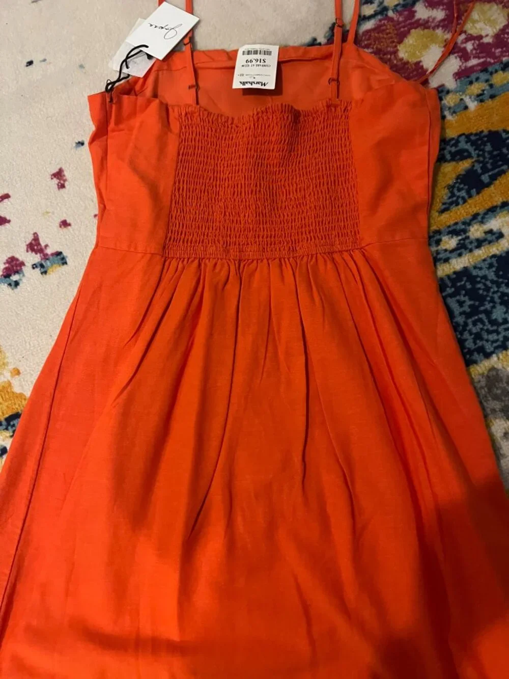 NWT Joppa Orange Smocked Back Mini Dress Size M - Picture 2 of 5